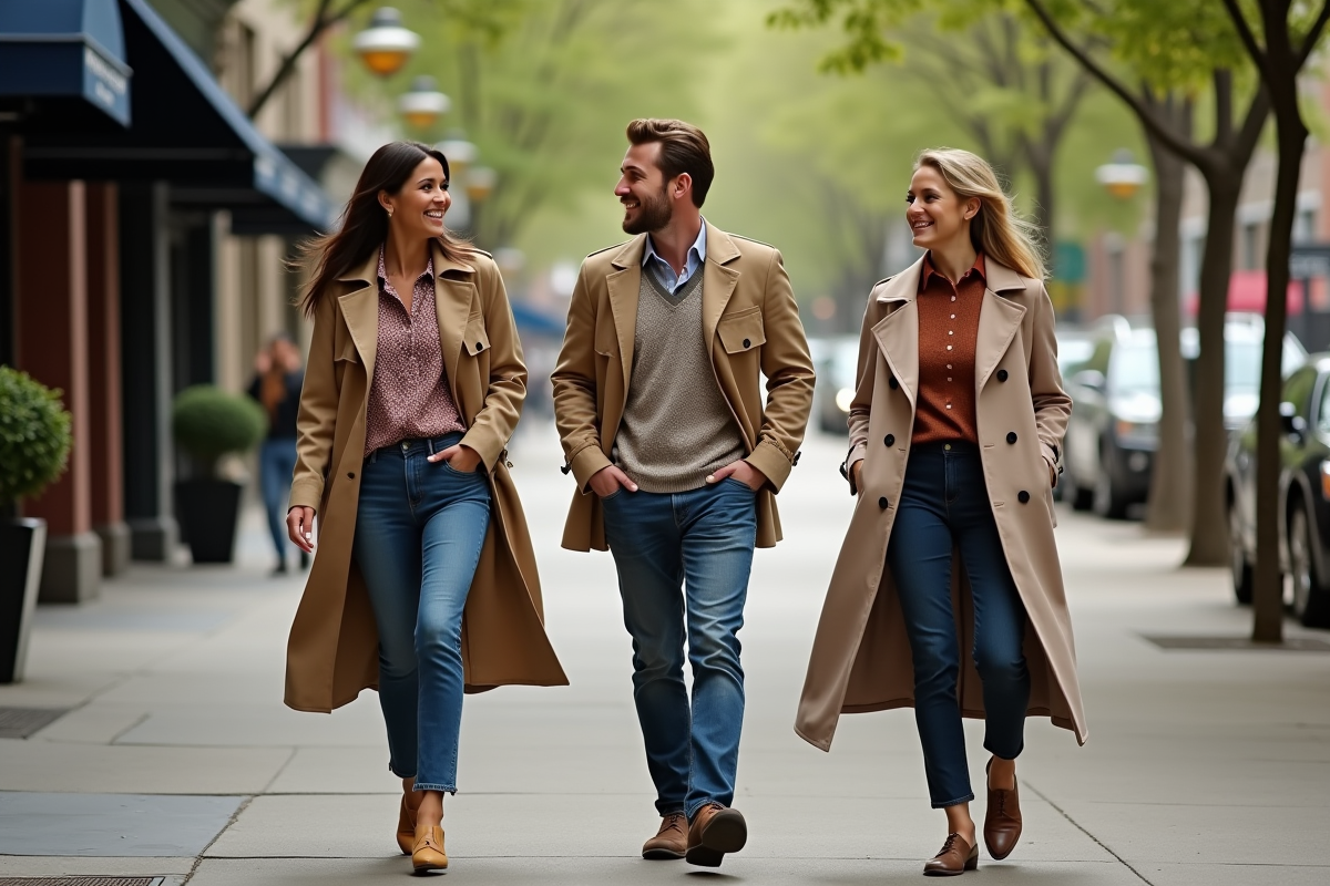 Groupe de célébrités décontractées en promenade urbaine